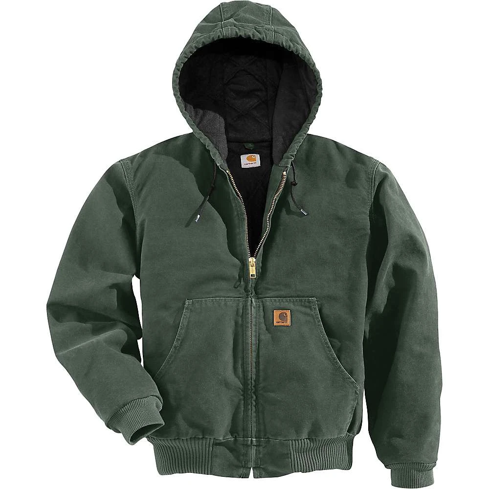 Active Quilted Flannel Lined Jacket with Hood in Moss Color Size Extra Extra Large