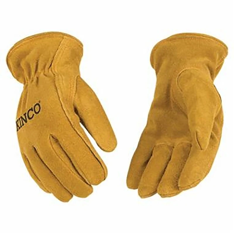 Golden Full Suede Cowhide Work Gloves for Youth, Medium Size