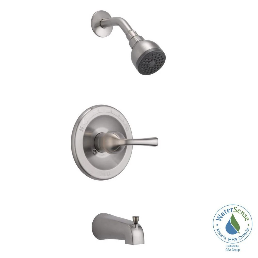 Foundations Single Handle Tub And Shower Faucet With Showerhead, Stainless Finish