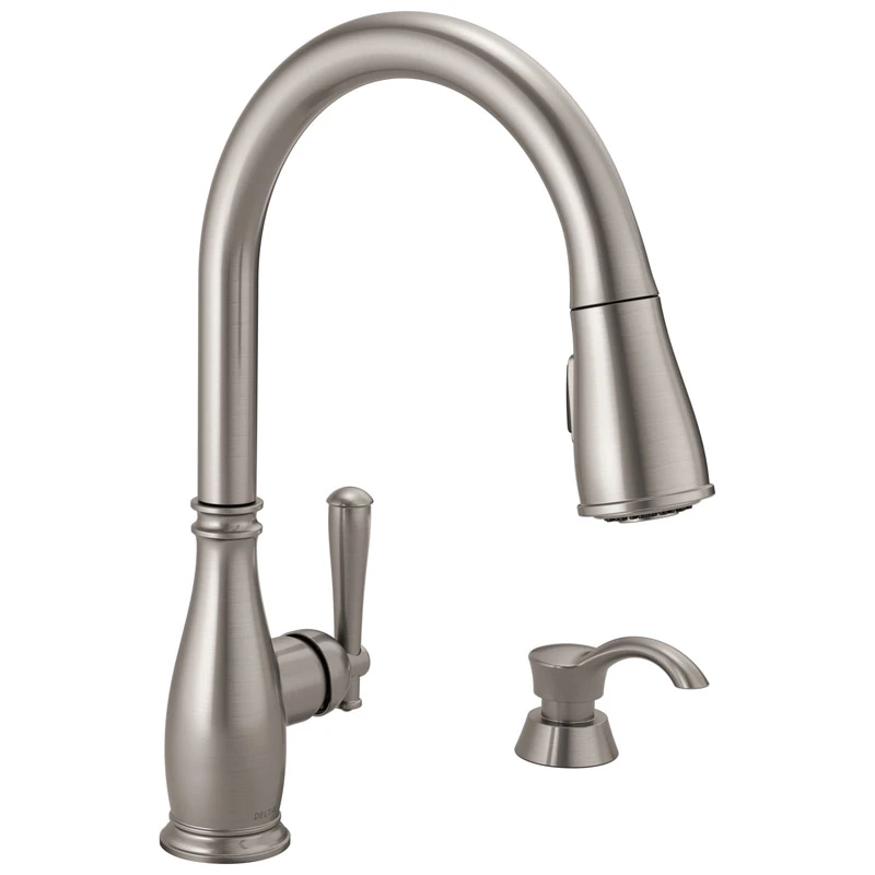 Stainless Steel Pull-down Kitchen Faucet With Soap Dispenser And Shieldspray Technology