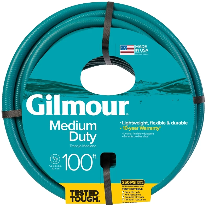 15 Series Medium Duty Garden Hose 5/8 Inch by 100 Feet 4-Ply Reinforced Vinyl