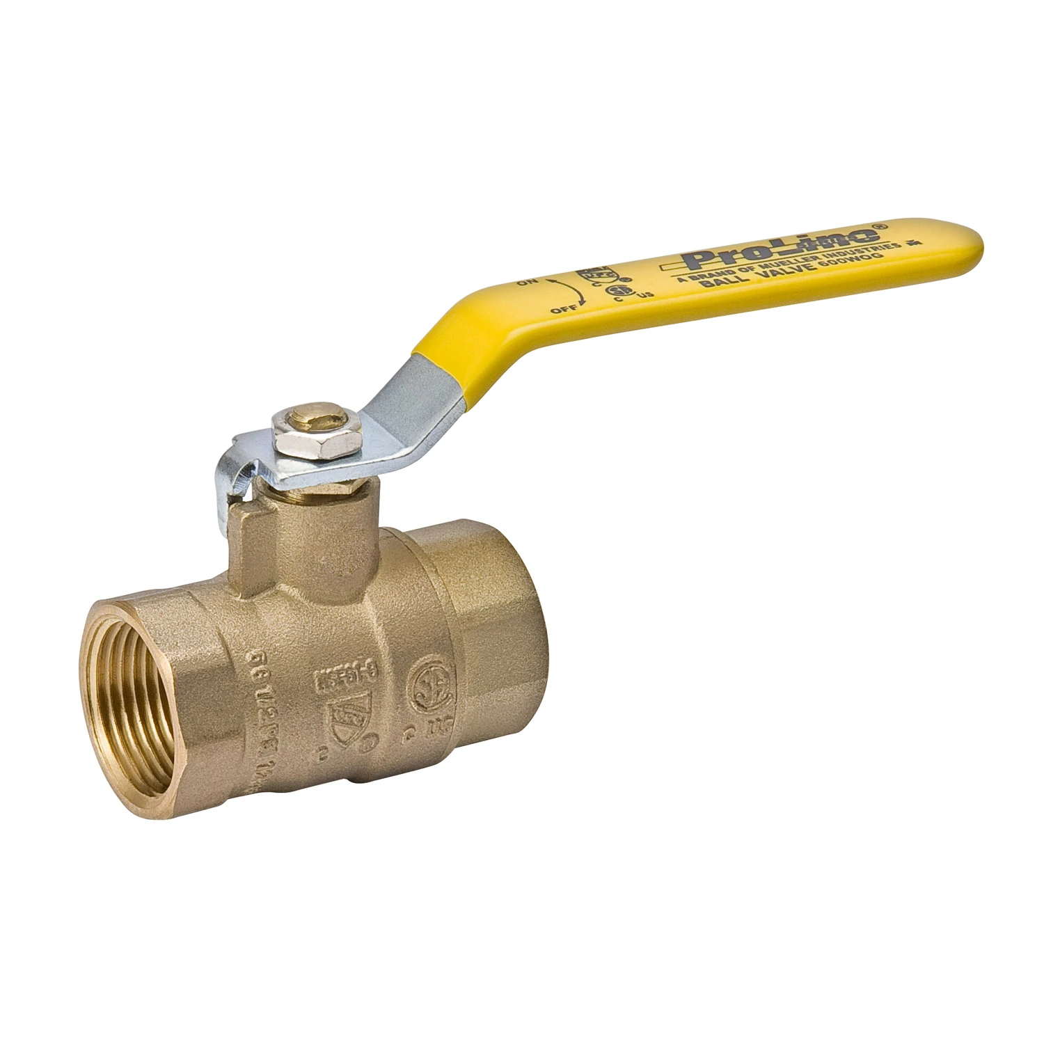 Full-Port Ball Valve, Forged Brass Construction, Female Pipe Thread, 1-1/2 Inch Size