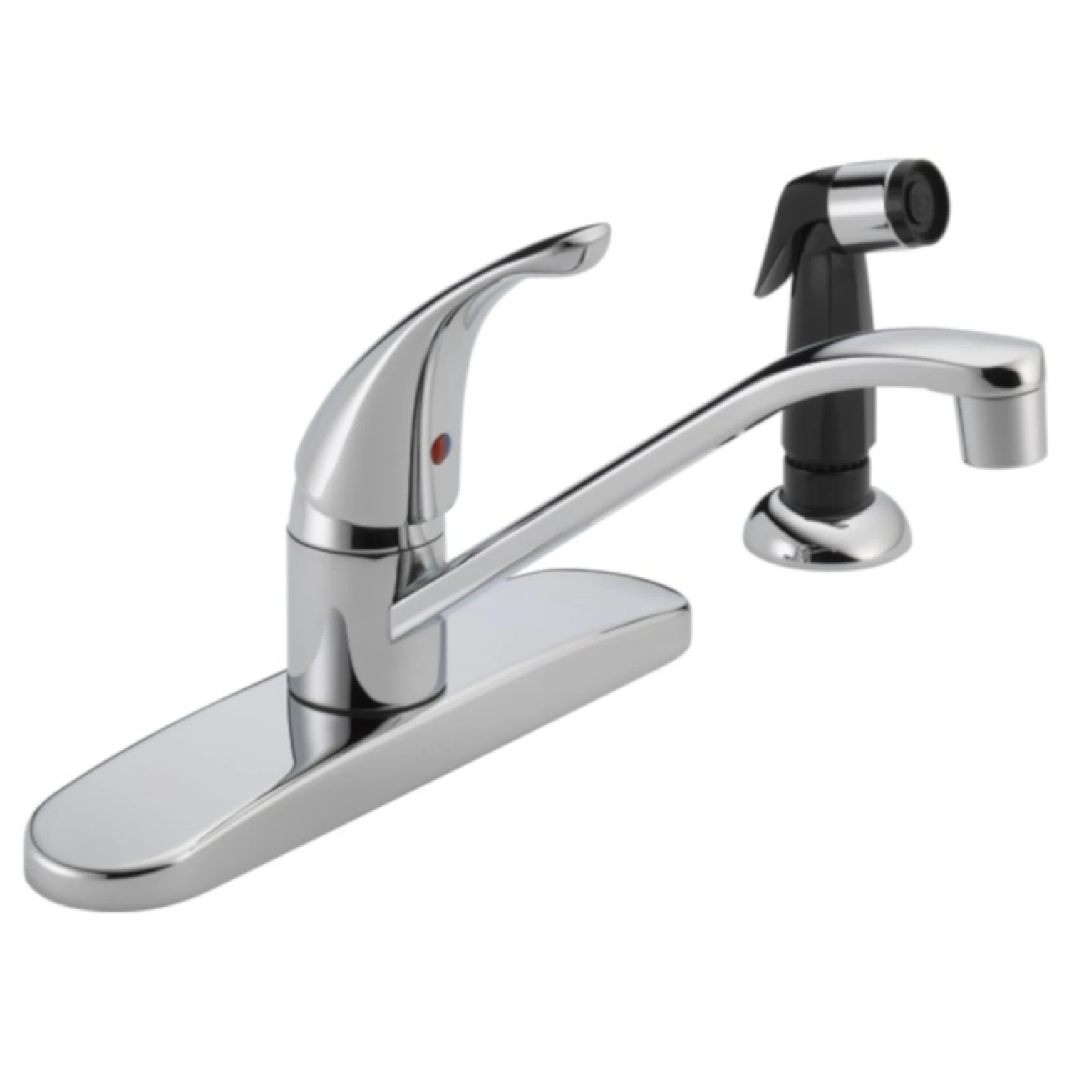P115lf Chrome Kitchen Faucet With Black Side Spray And 360 Degree Swivel Spout