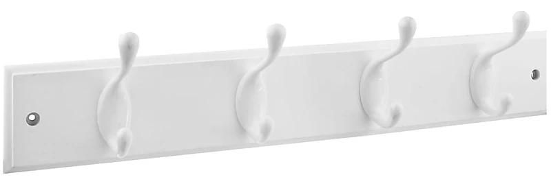 Hookrail, 4 White Hooks, 18 In. White Board