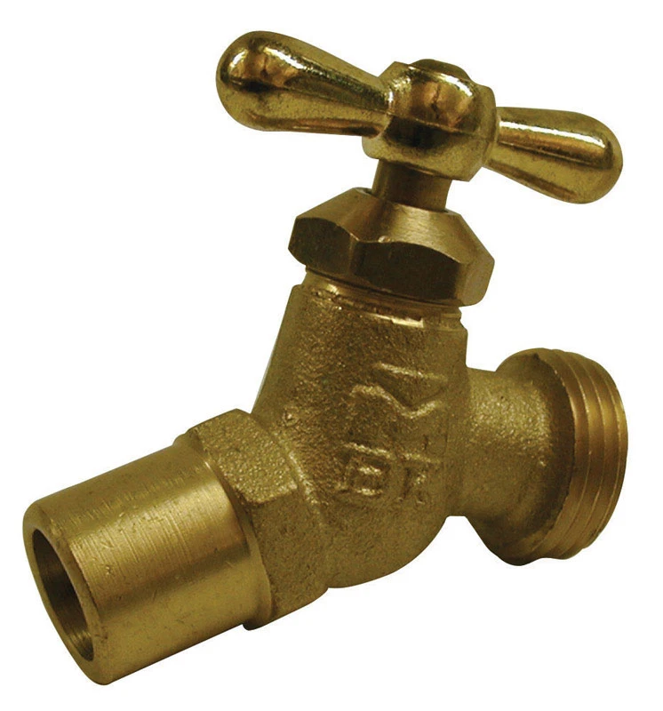 No-Kink Brass Hose Bibb with Dual Connection, 1/2 Inch by 3/4 Inch