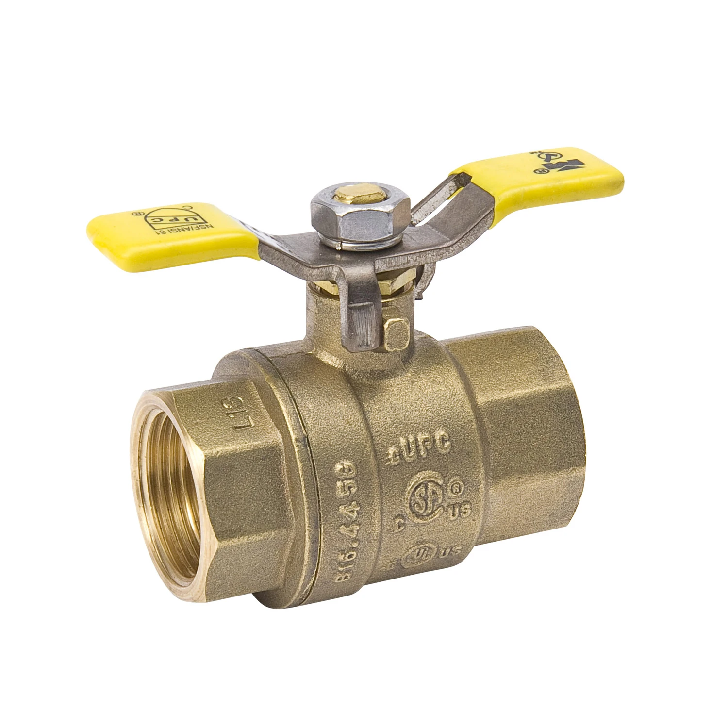 Full-Port Ball Valve, Forged Brass Construction, T-Handle, 1 Inch Female Pipe Thread