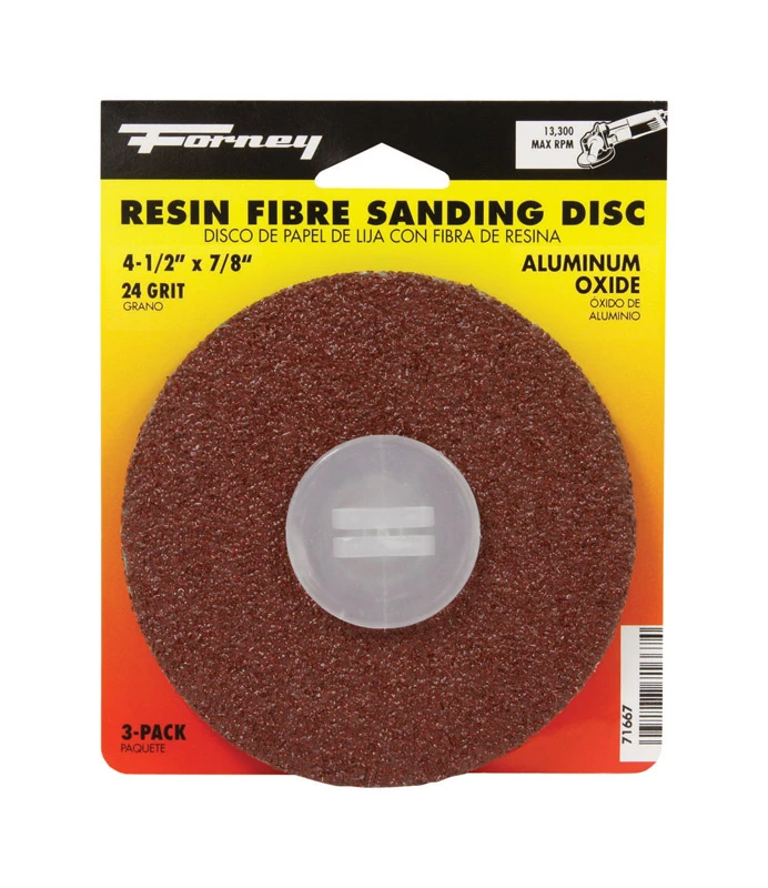 Resin Fibre Aluminum Oxide Sanding Disc, 4.5-In., 3-Pk., 24-Grit
