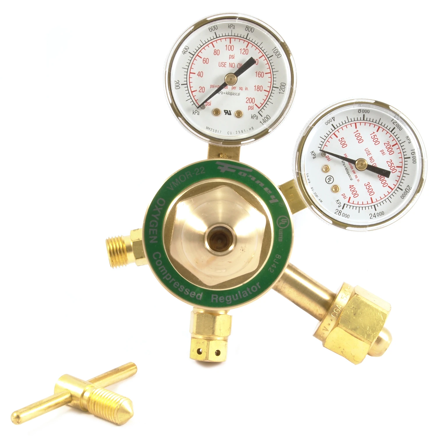 Medium Duty Victor Compatible Oxygen Regulator, Forged Brass Body, Model 87090