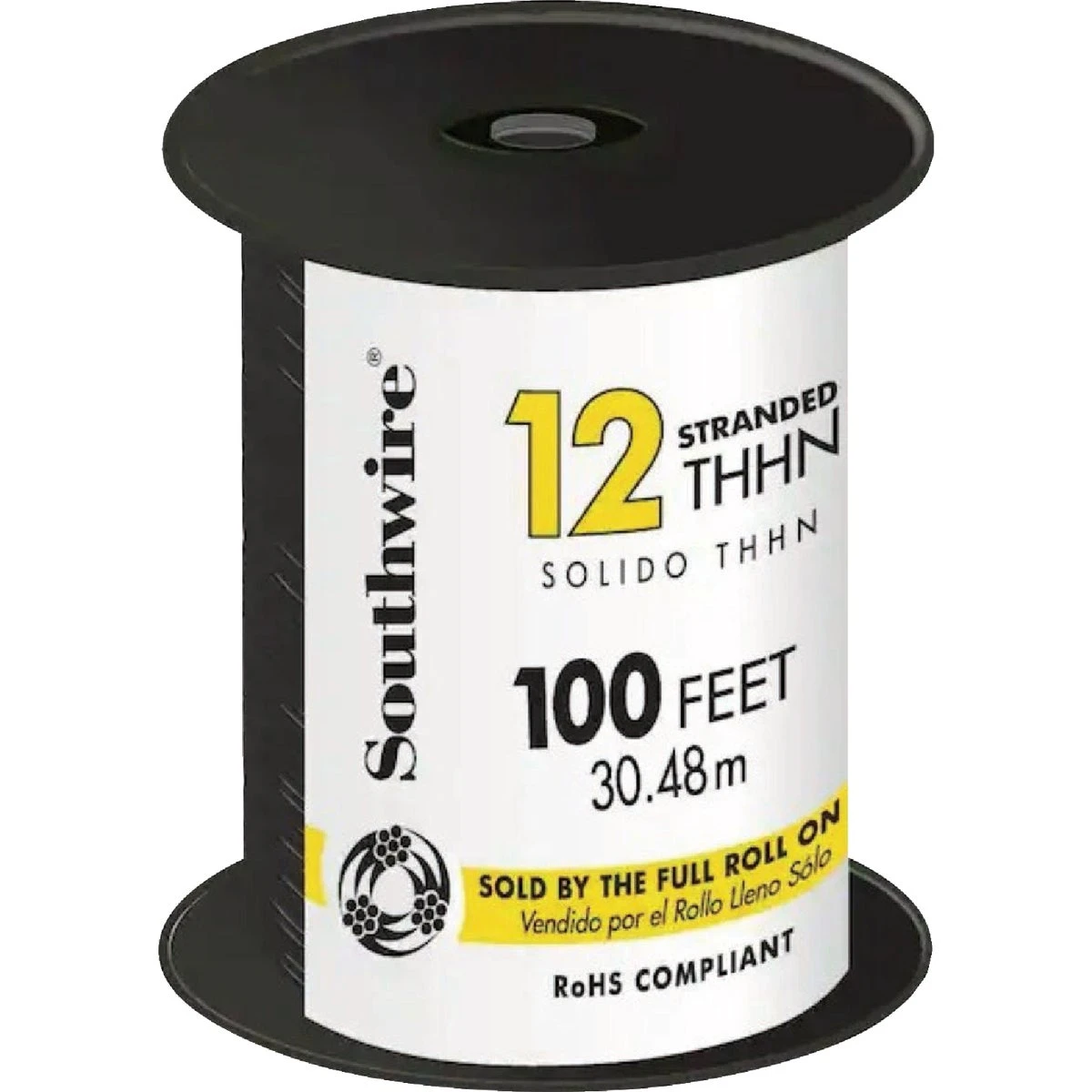 Simpull 100 Ft. 12 Awg Stranded Black Thhn Electrical Wire