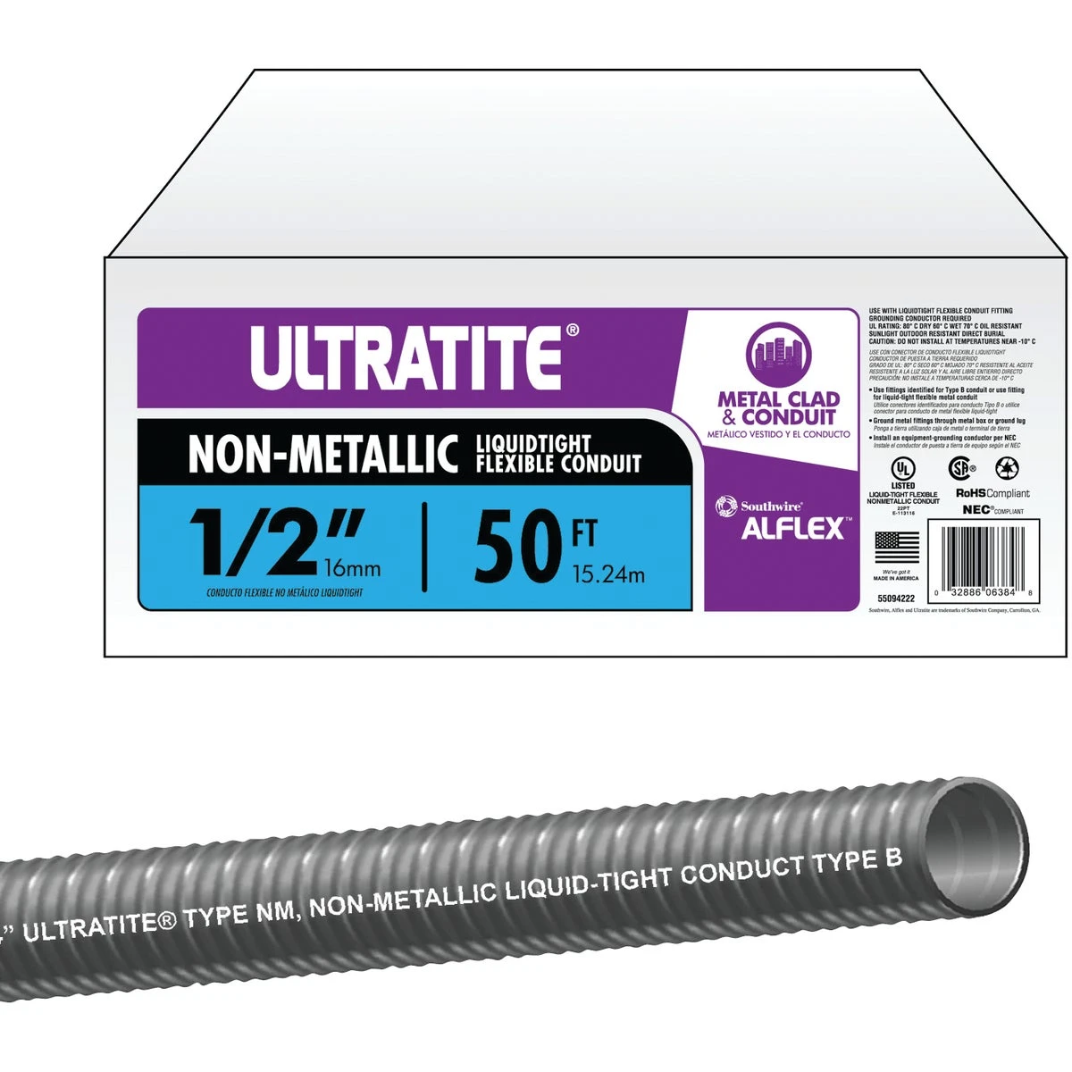 1/2 In. X 50 Ft. Flexible Non-metallic Liquid Tight Conduit