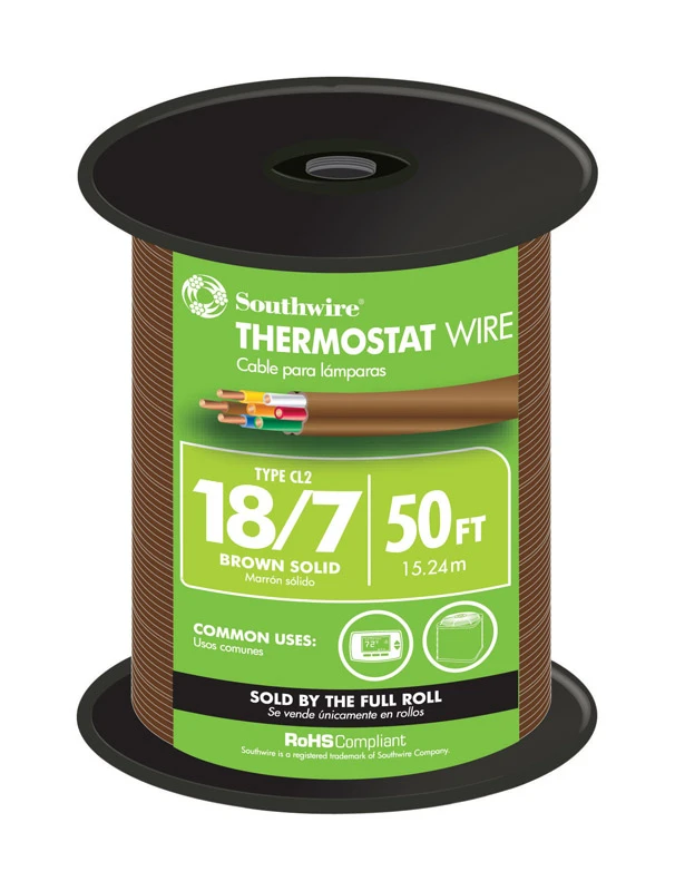50 Ft. 18/7 Solid Copper Thermostat Wire - Ul Listed, Pvc Jacket