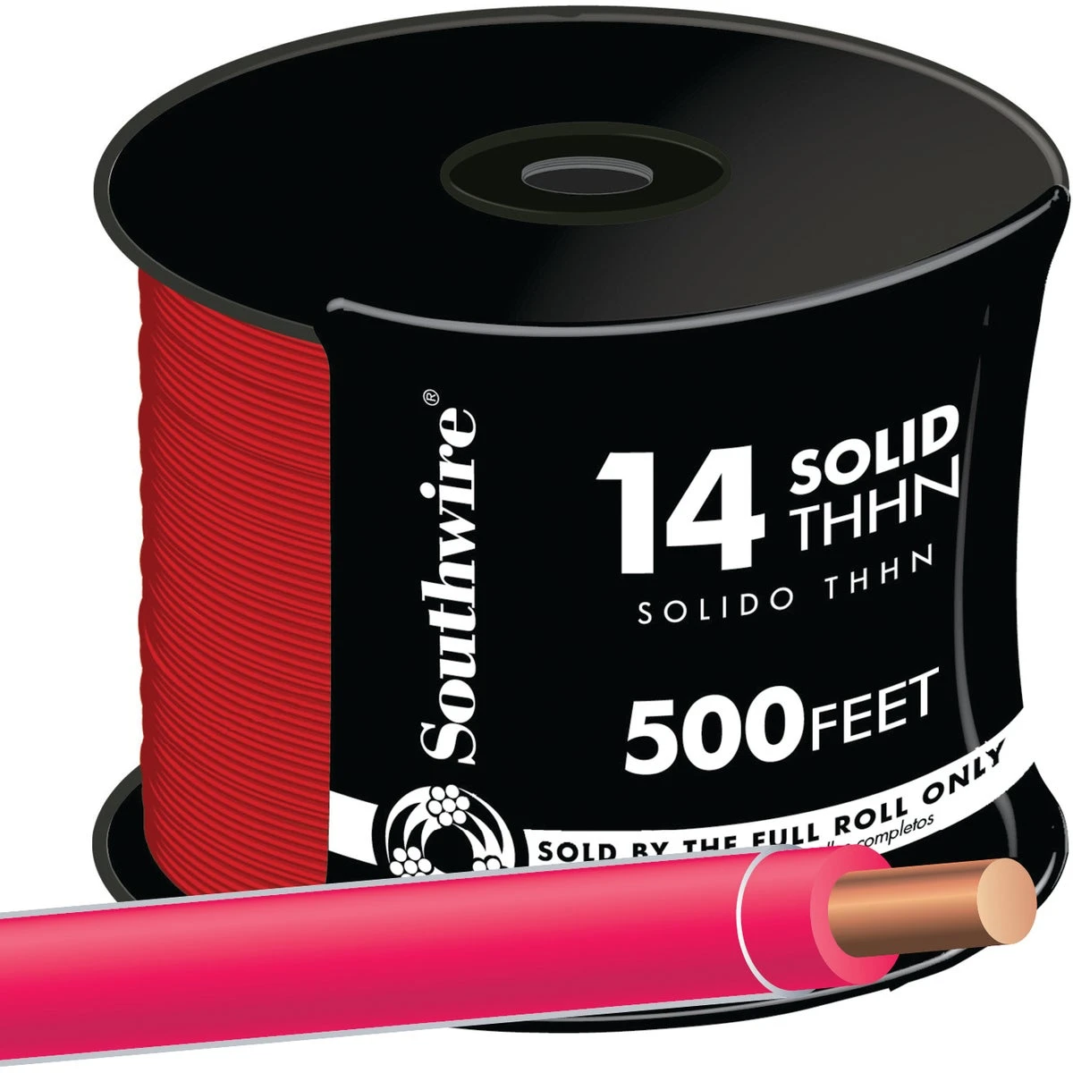 14 Gauge Solid Building Wire, Red Color, 500 Feet Length