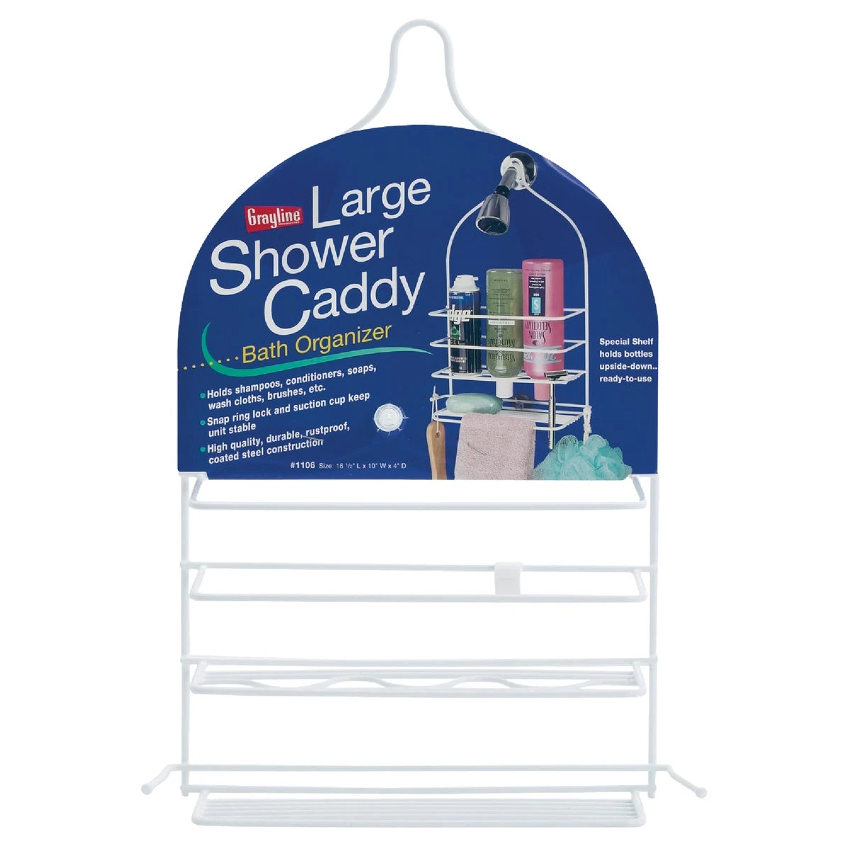 10 In. X 16-1/2 In. X 4 In. Large Shower Caddy - Rustproof Steel