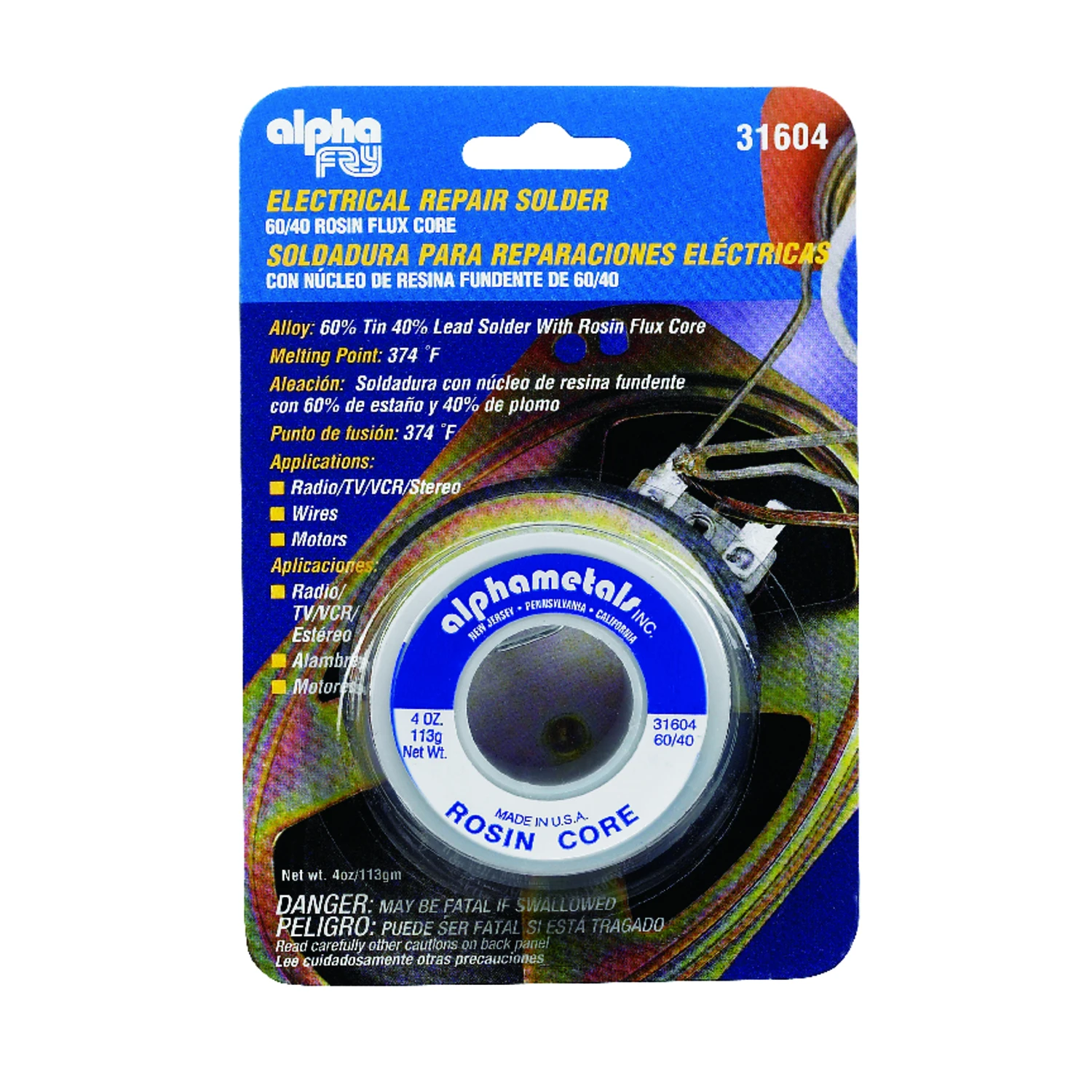 4 Oz Repair Solder 0.06 In. Diameter Tin/lead 60/40