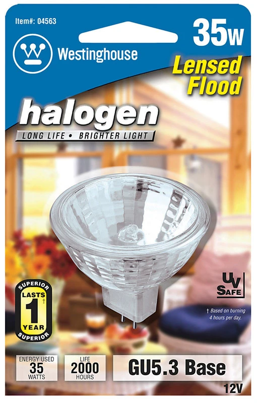 35w Mr16 Halogen Floodlight Bulb 360 Lm White Gu5.3 Base 1 Pk