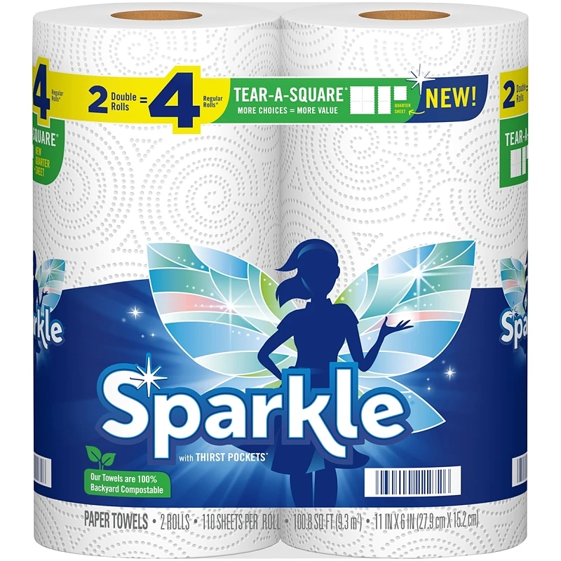 Tear-A-Size Paper Towels, White, 2-pk.