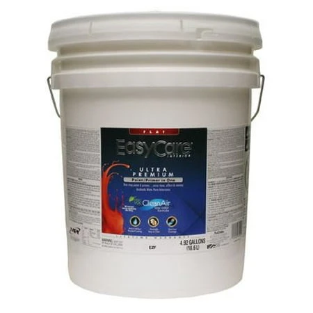 Ultra Premium Interior Latex Paint and Primer, Pure White Flat Finish, Pastel Base, 5 Gallons