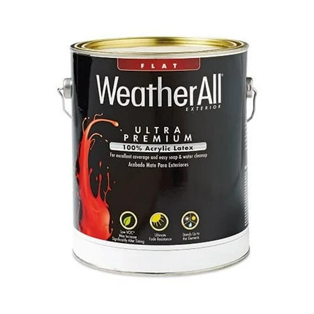 Ultra Premium Exterior WeatherAll Latex Paint, Flat Pastel Base, 1 Gallon