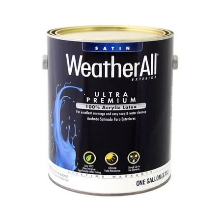 Ultra Premium Exterior WeatherAll Latex House Paint, Satin Tint Base, 1 Gallon