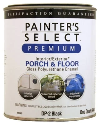 Porch & Floor Gloss Polyurethane Enamel, Interior/Exterior, Black, 1 Qt.