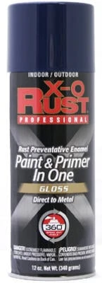 X-O Rust Anti-Rust Enamel Spray Paint & Primer, Blue Gloss, 12 oz.