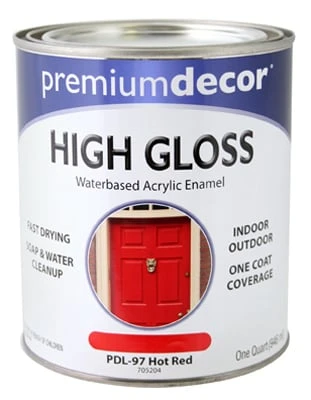 Premium Decorative Hot Red Gloss Enamel Paint, One Quart