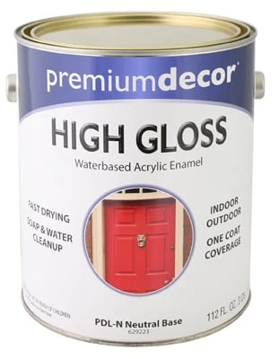 Premium Decor High-Gloss Enamel, Water-Based, Neutral Base, 1 Gallon