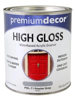 Premium Decor Pewter Gray Gloss Enamel Paint, Quart - Pdl71-qt