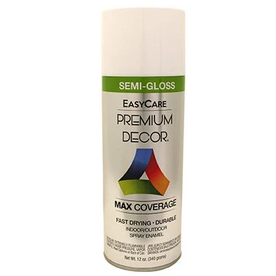 Premium Decor Spray Paint White Semi-Gloss Finish 12 Ounce Can