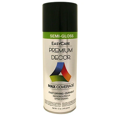 Premium Decor Spray Paint, Black Semi-Gloss, 12 oz.