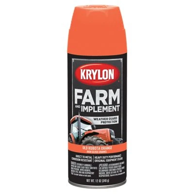 Rust-Preventative Spray Paint and Primer for Metal Equipment, Kubota Orange, 12 Ounce