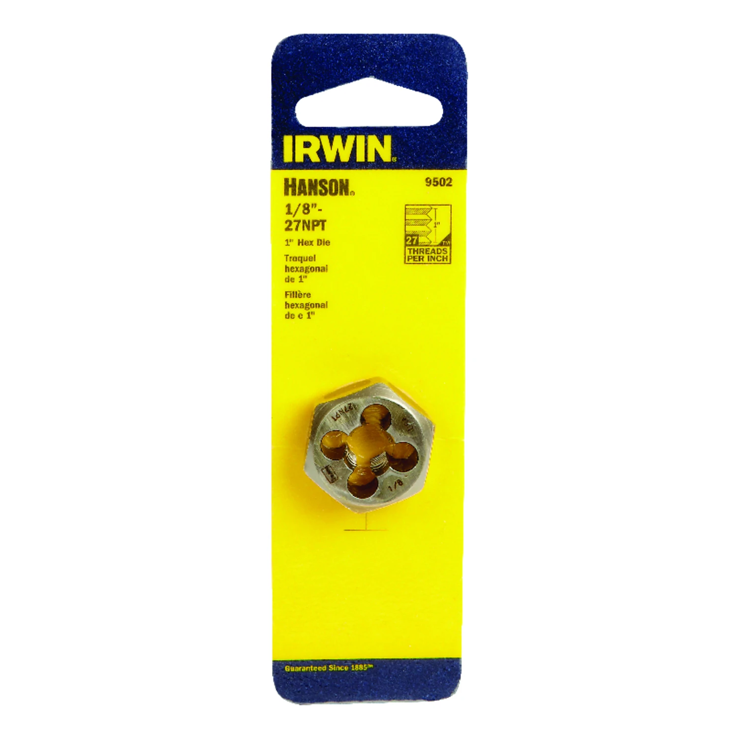 Hanson High Carbon Steel Sae Hexagon Die 1/8 In. - 27 Npt