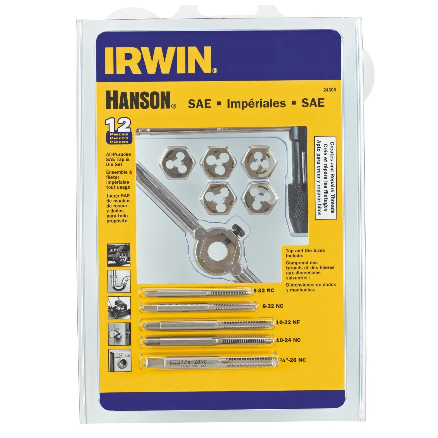 Hanson High Carbon Steel Sae Tap And Die Set 5/8 In. 12 Piece