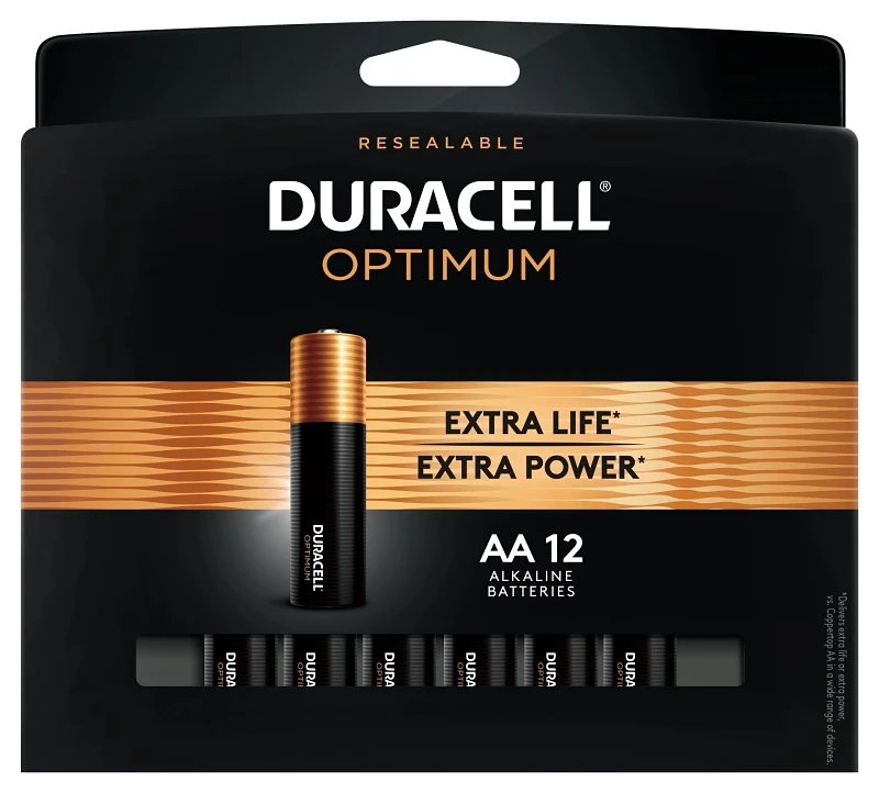 Duracell Optimum AA Alkaline Batteries 12 pk Carded