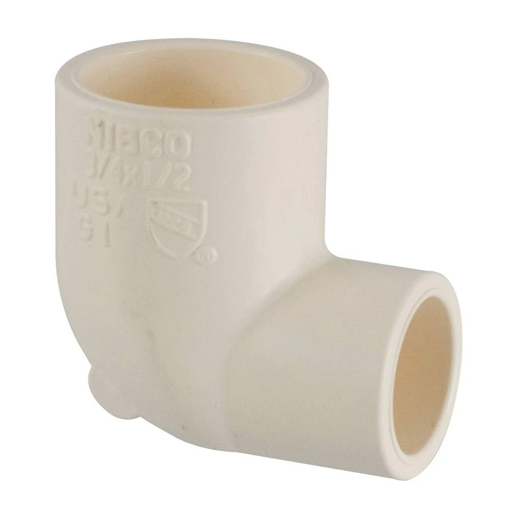 CPVC Reducing Pipe Elbow, 90 Degree, 3/4 x 1/2 In.