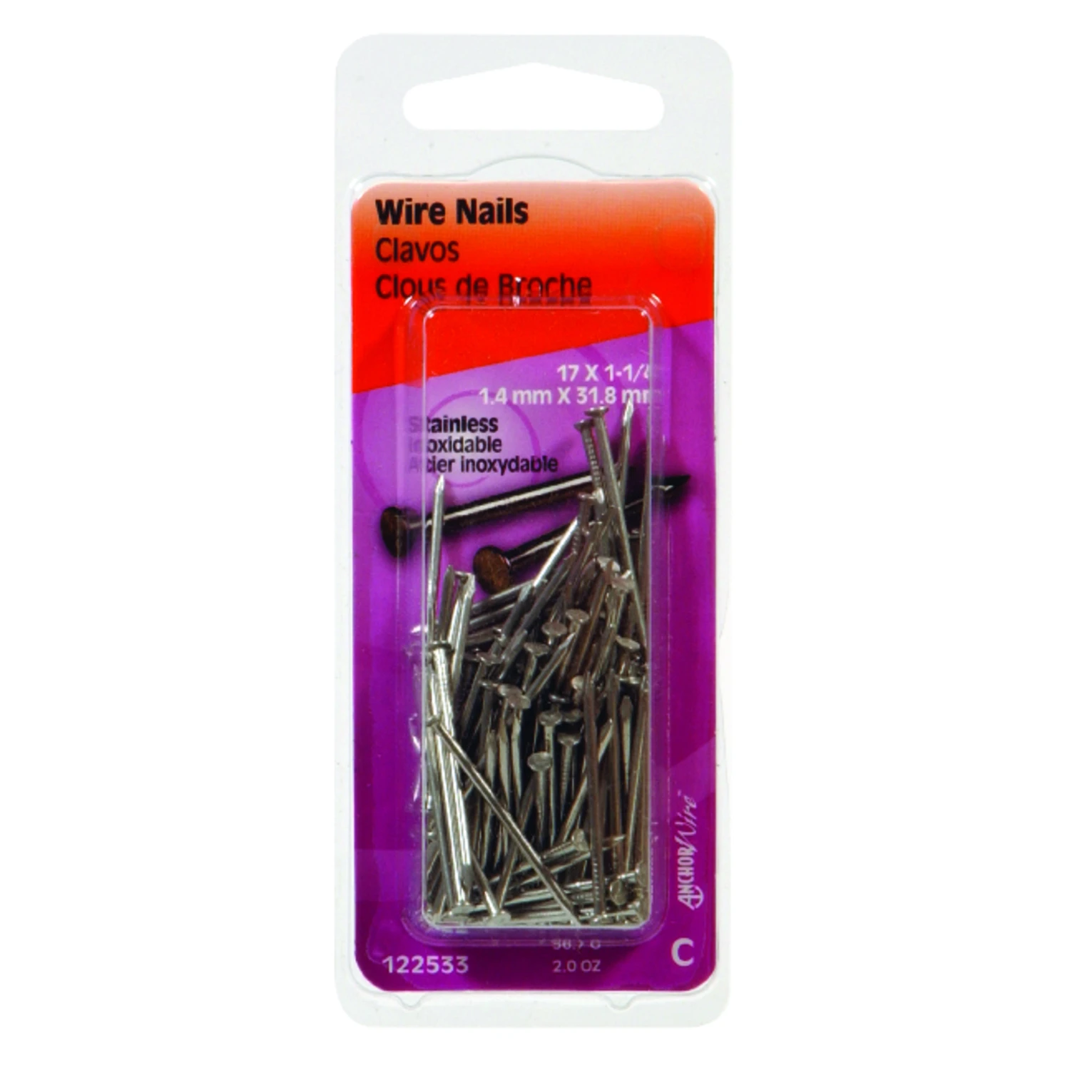 Hillman 17 Ga. X 1 in. L Stainless Steel Brad Nails 1 pk 2 oz Hillman 17 Ga. X 1 in. L Stainless Steel Brad Nails 1 pk 2 oz