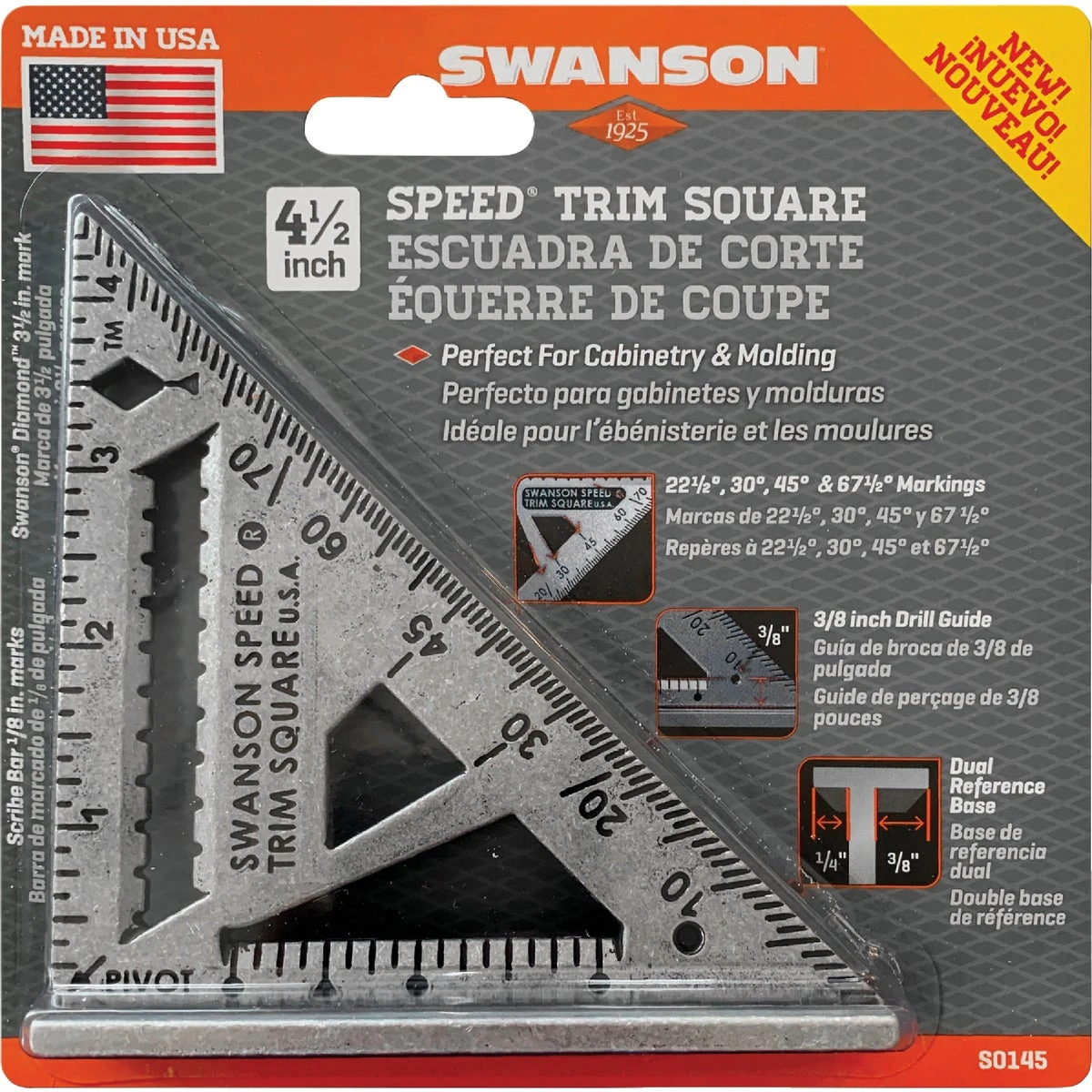 Speed 4-1/2 In. Aluminum Trim Square S0145 - Durable Layout Tool For Carpentry