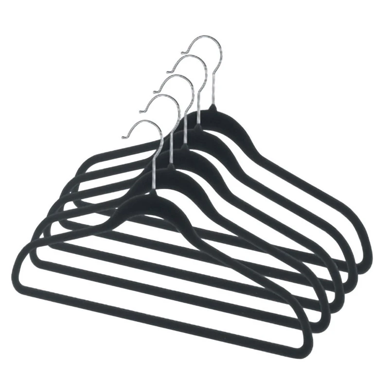 Suit Hangers, Fabric Covered Plastic, Black, 5-Pk.
