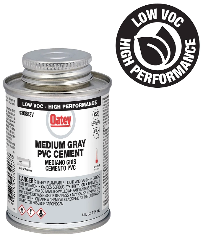 Oatey Gray Cement For PVC 4 oz