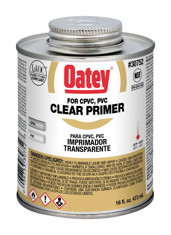 16 Oz. Clear Pipe And Fitting Primer For Pvc/cpvc - Nsf Listed