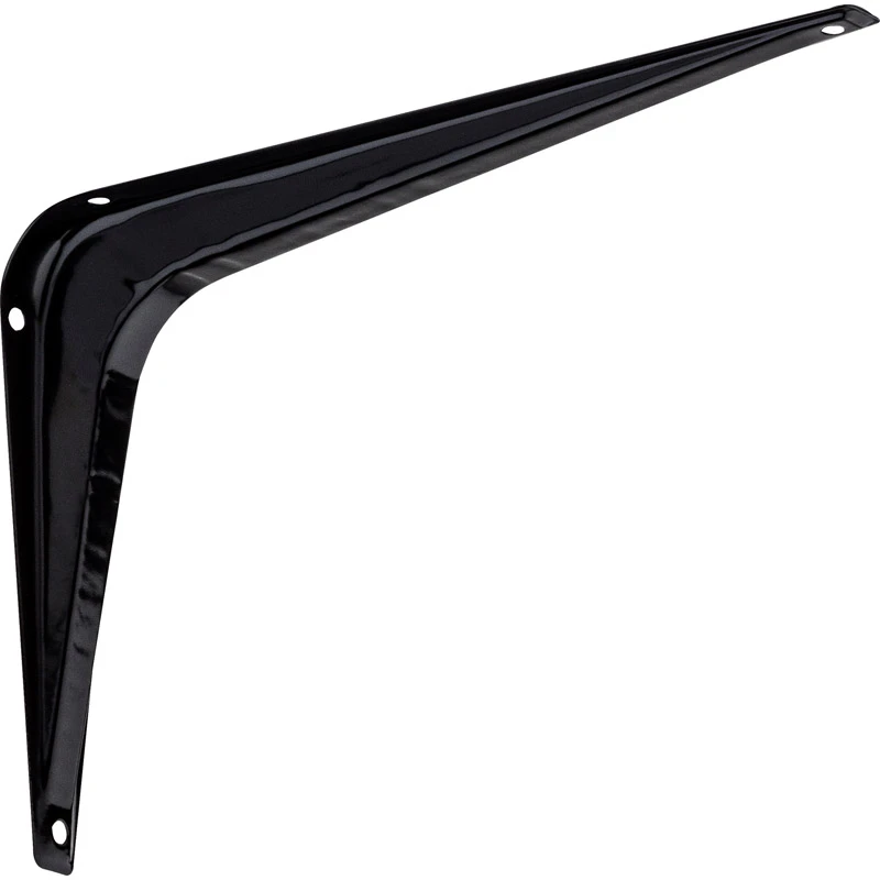 Black Shelf Bracket, Heavy Duty Steel, 6 Inches by 8 Inches