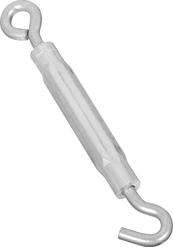 Turnbuckle, Hook & Eye, Stainless Steel, 1/4 x 7-1/2 In.