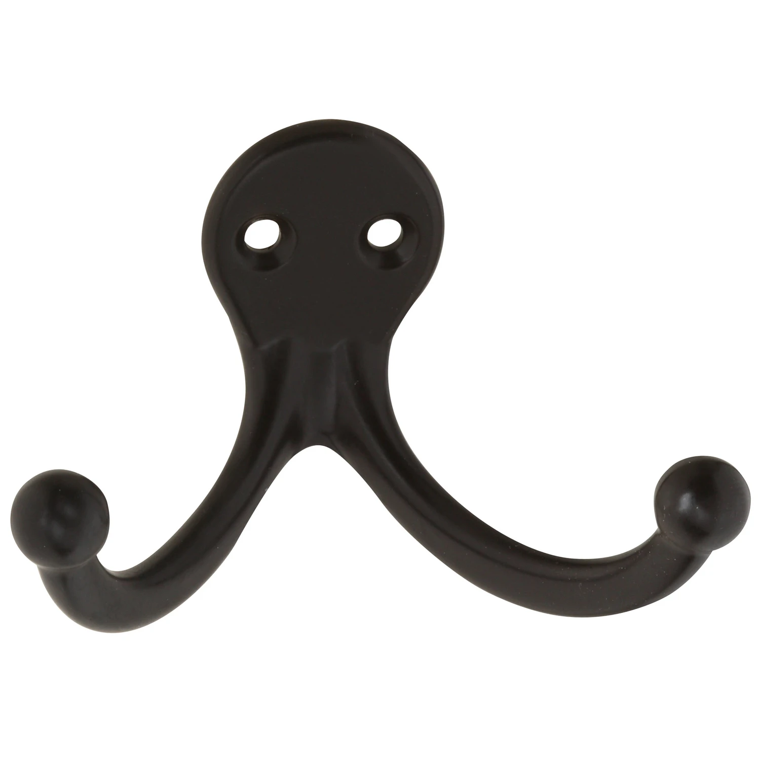 Hardware Oil Rubbed Bronze Double Clothes Hook, 2 Pk, 35 Lb Capacity, Zinc Die-cast