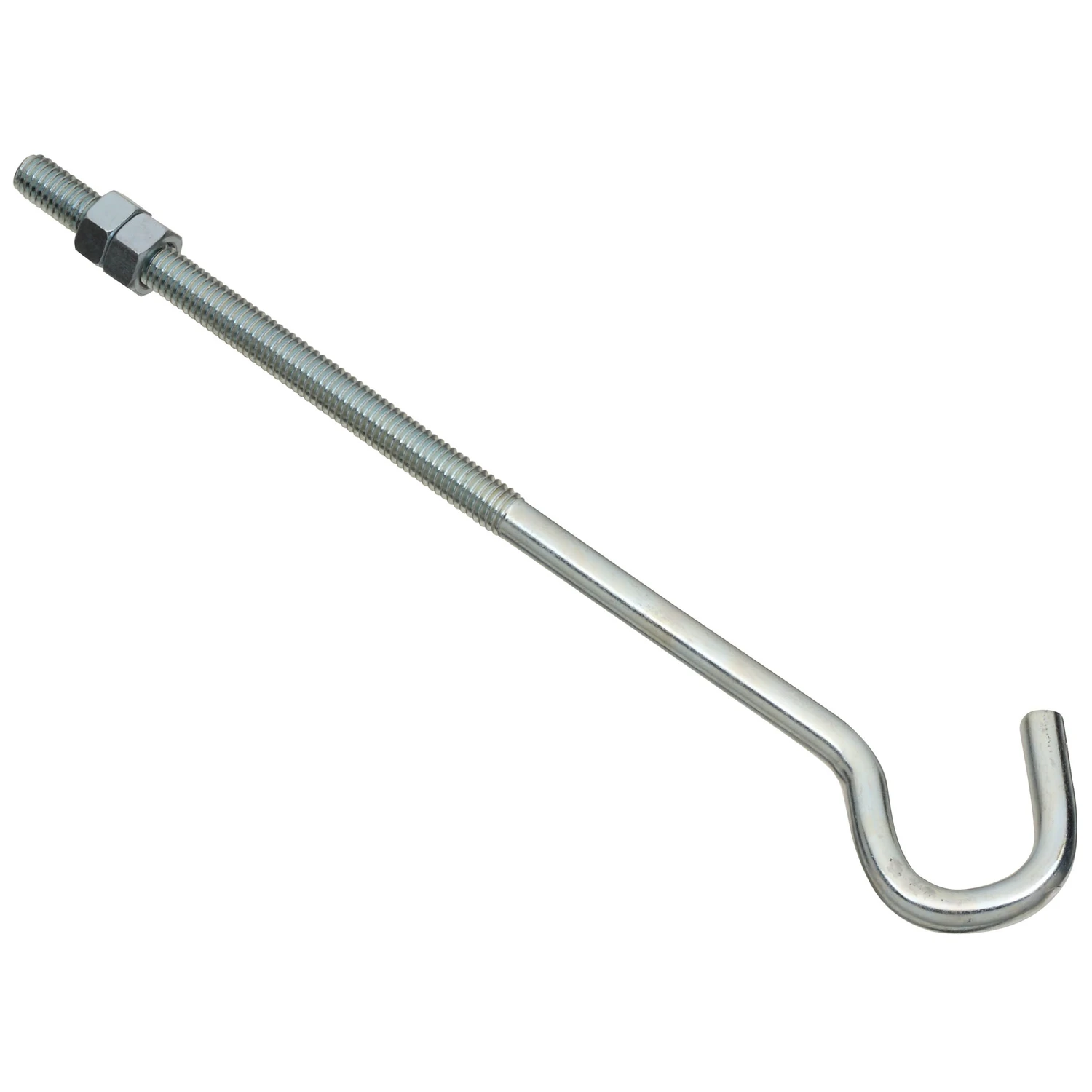 Hook Bolt with Hex Nut, Zinc, 3/8 x 10 In.