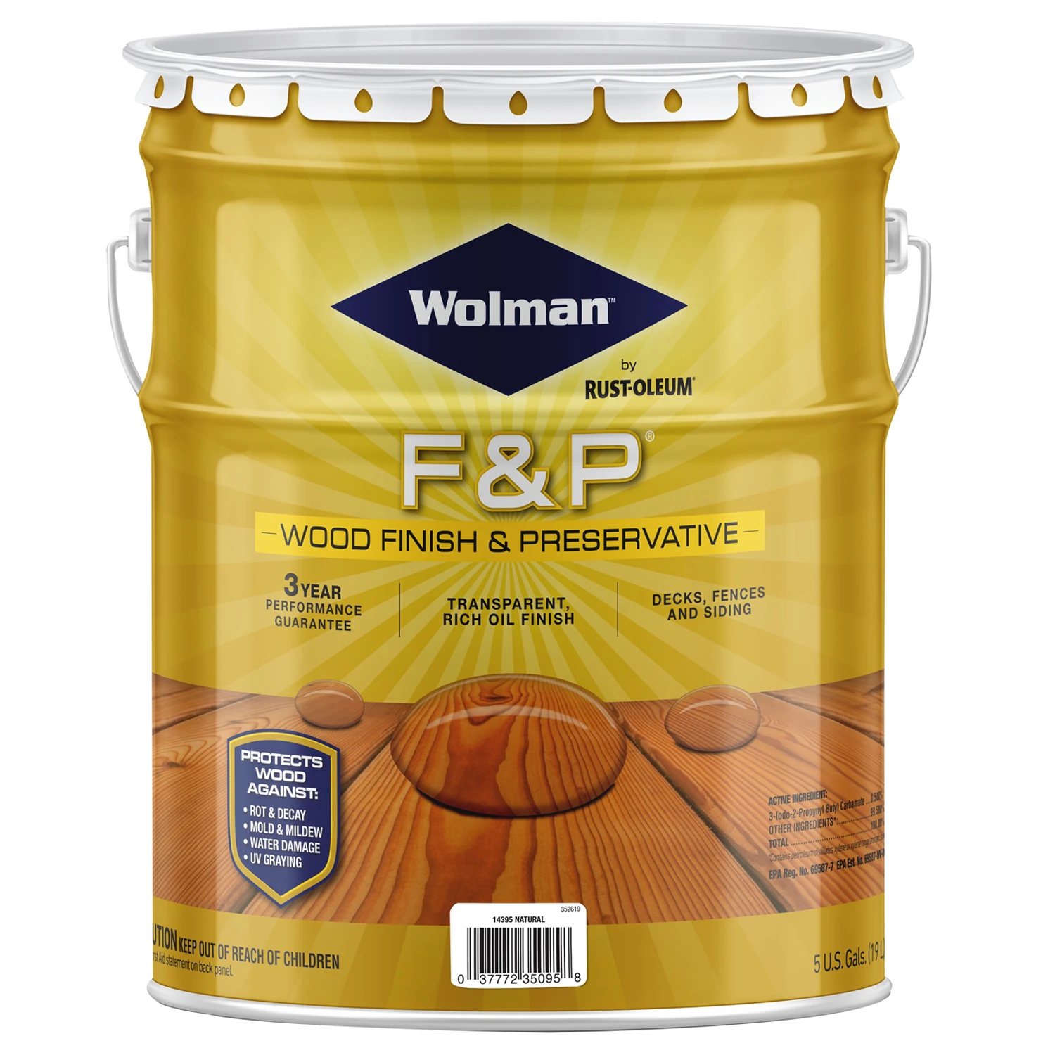 F&p Satin Natural Oil-based Wood Finish 5 Gallon Container