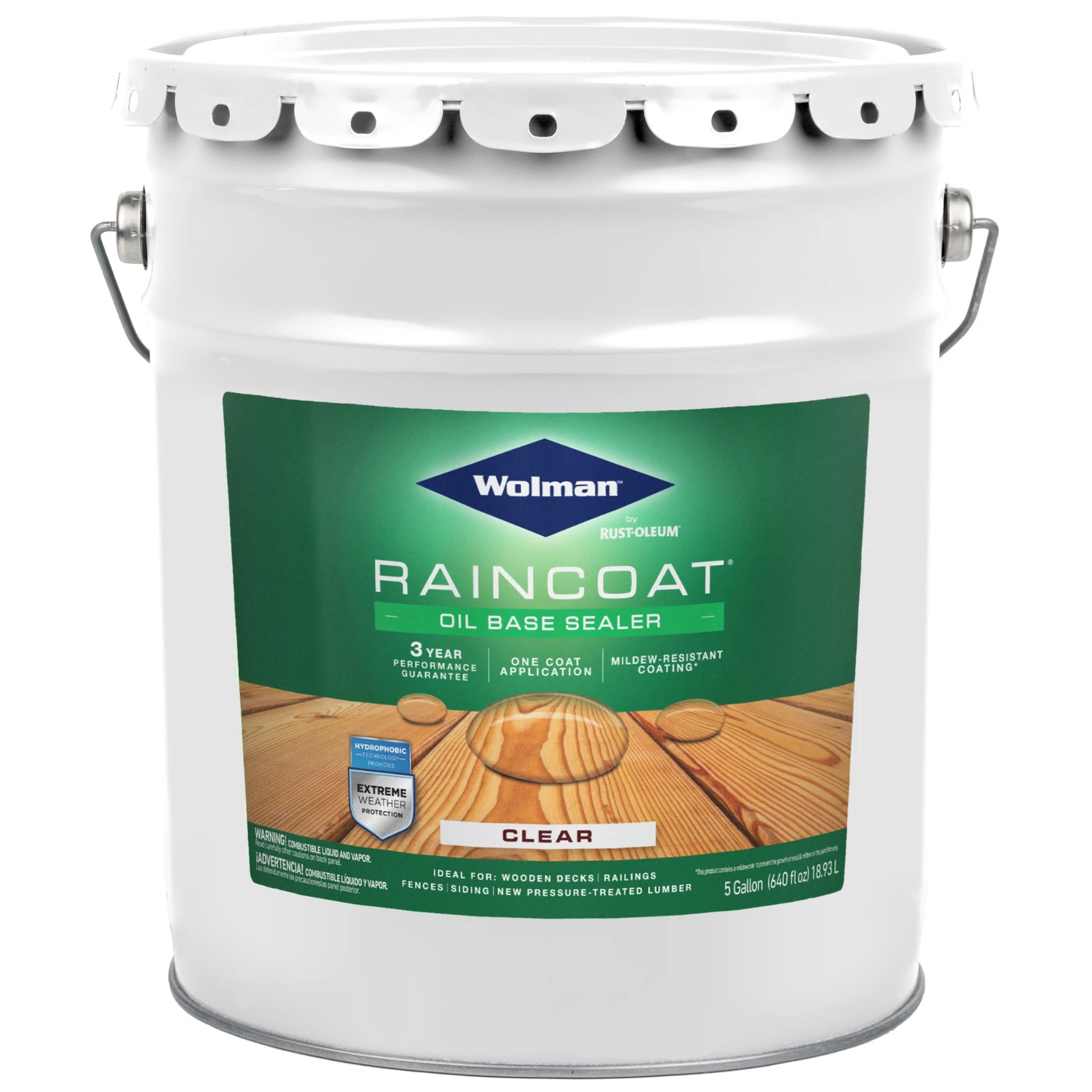 Raincoat Satin Clear Oil-based Wood Sealant 5 Gallon Container