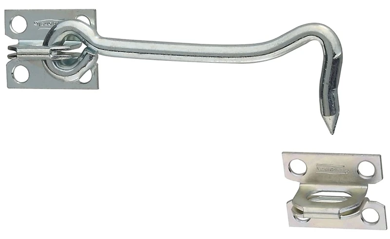 Gate Hook With Plate Staples, Zinc/Steel, 5 In.