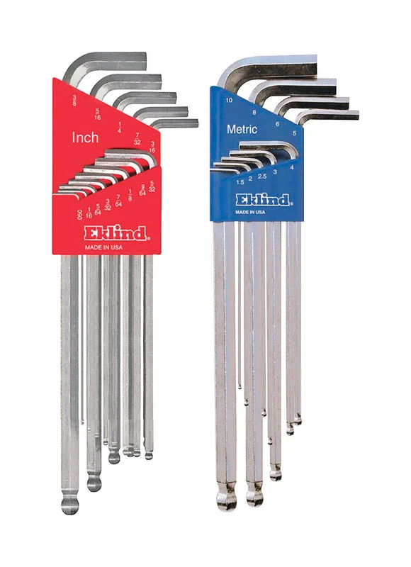 22-Piece Extra Long Hexagonal L-Key Set with Inch and Metric Sizes
