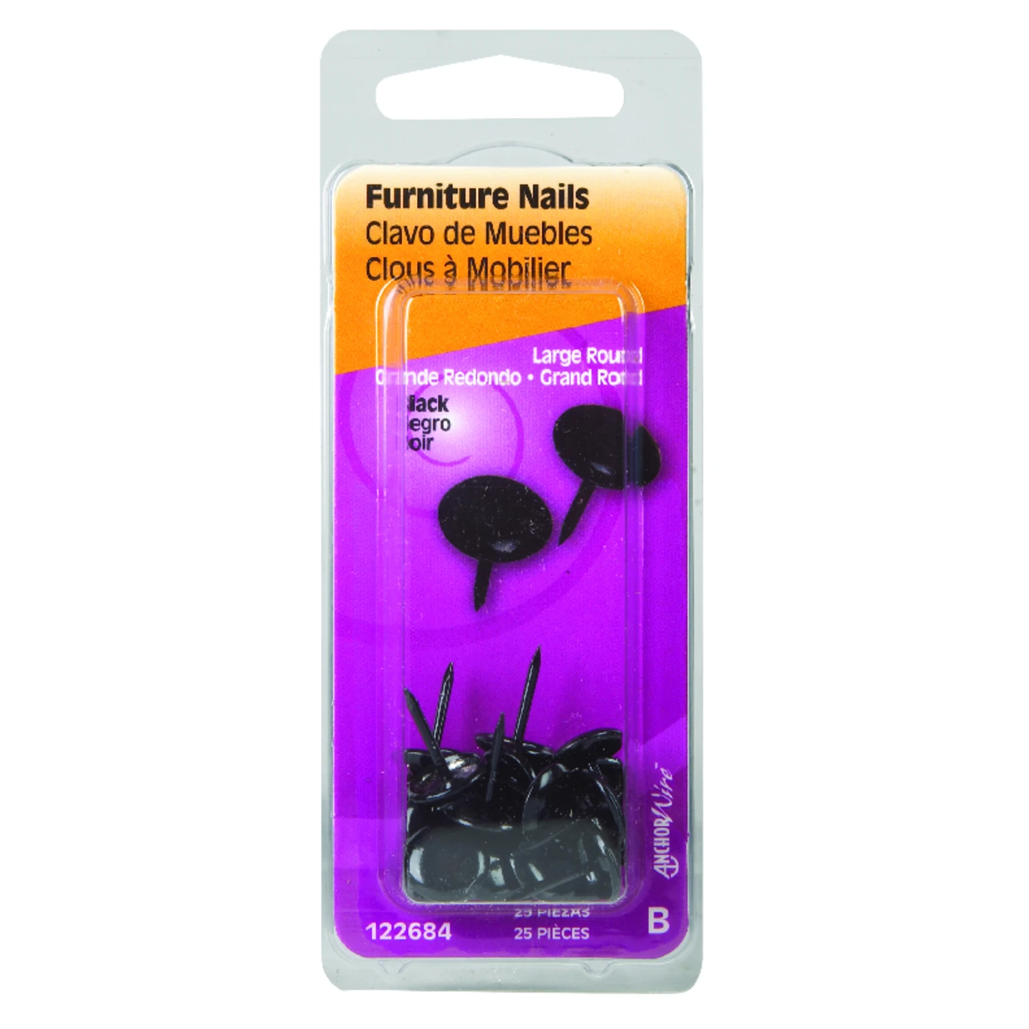 Upholstery Nail, Black, 25-Pk.