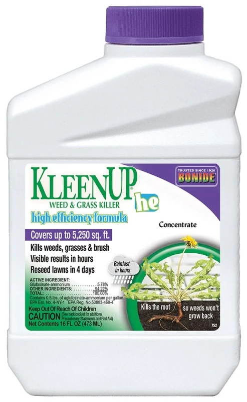 KleenUP Weed and Grass Killer Concentrate, High Efficiency Fast Acting Formula, 16 Ounce
